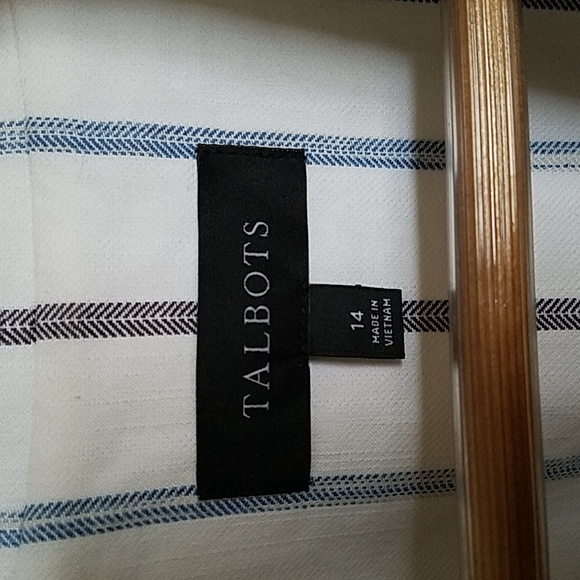 Talbots Striped Blue and White Blazer - 14 - Picture 2 of 4